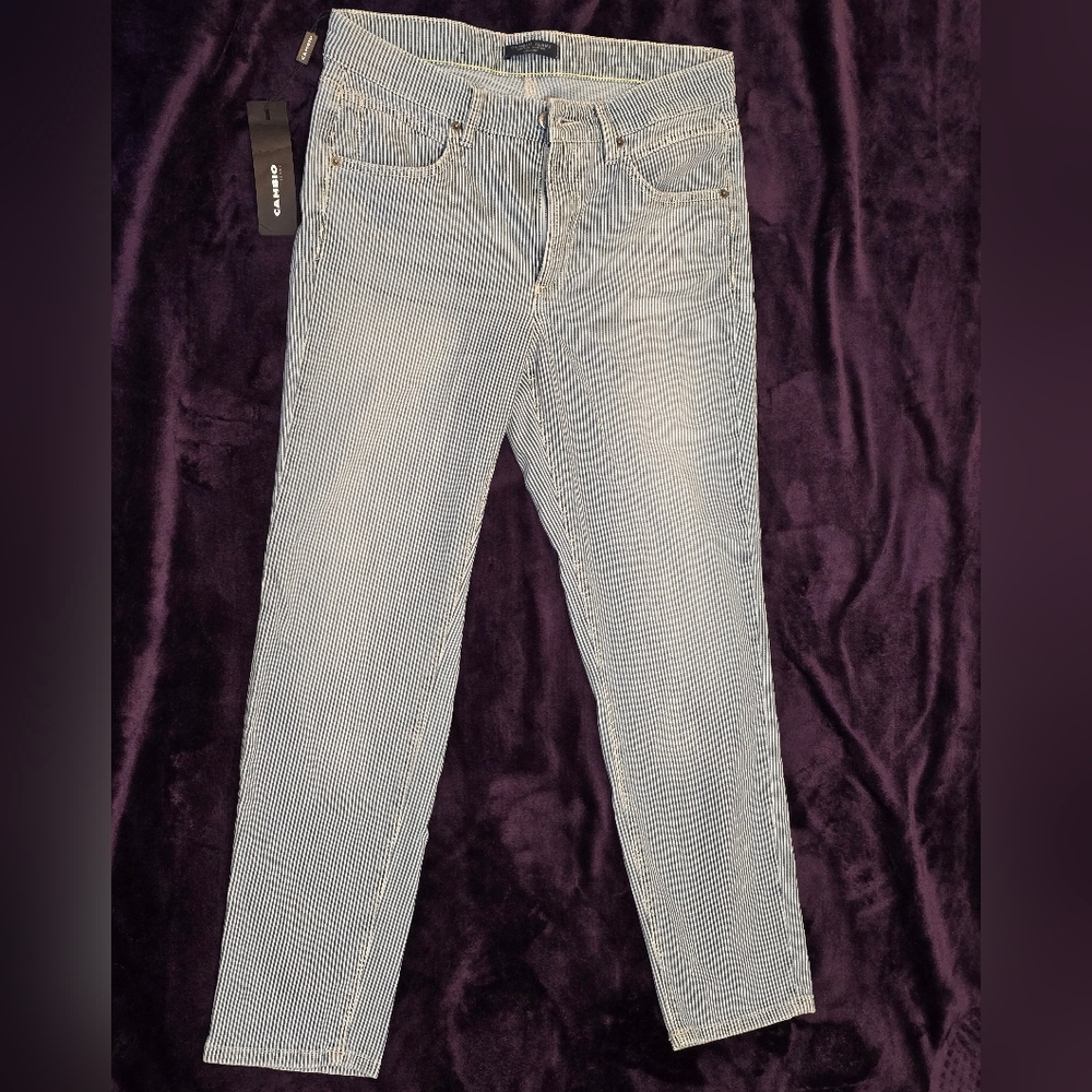 Cambio Striped Straight Leg Jeans | Size 12